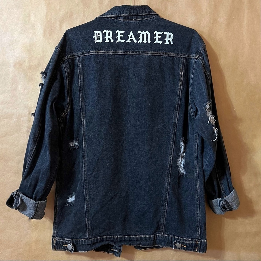 Umgee | Dreamer Distressed Oversized Longline Denim Jacket Button Front Size S